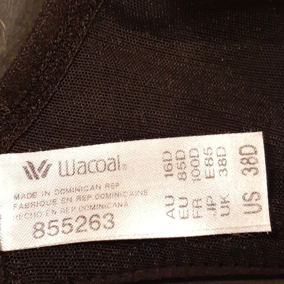 Wacoal Black Bra with extender NWOT  38D - Picture 3 of 4
